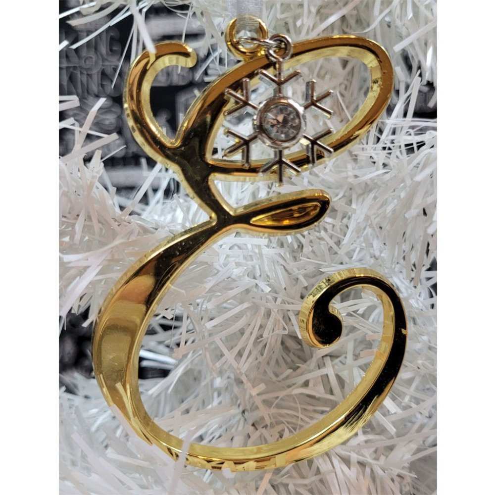 North Pole Gold Monogram "E" Snowflake Charm Christmas Ornament NWT